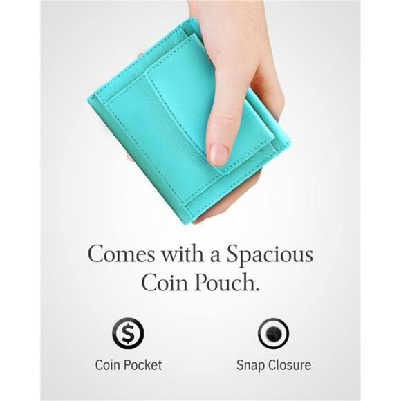 Leather Wallet for Women Small RFID Blocking Compact Card Holder Coin Purse Gift - Picture 4 of 7